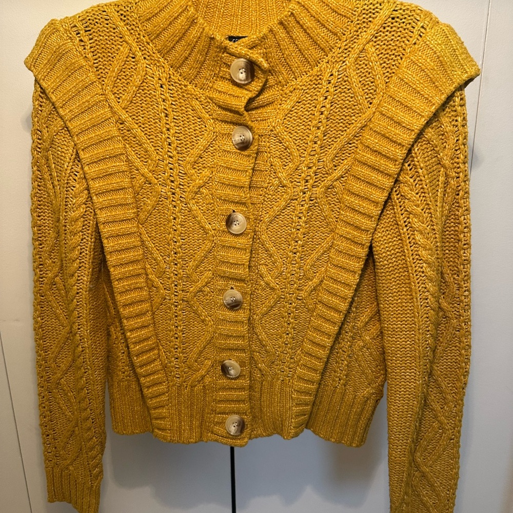 Central Park West Mustard Cowl Neck Sweater